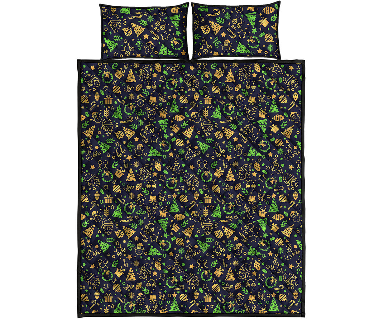 Christmas Party Elements Pattern Print Quilt Bed Set