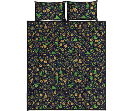 Christmas Party Elements Pattern Print Quilt Bed Set