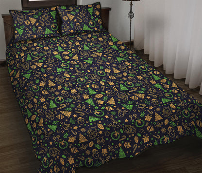 Christmas Party Elements Pattern Print Quilt Bed Set