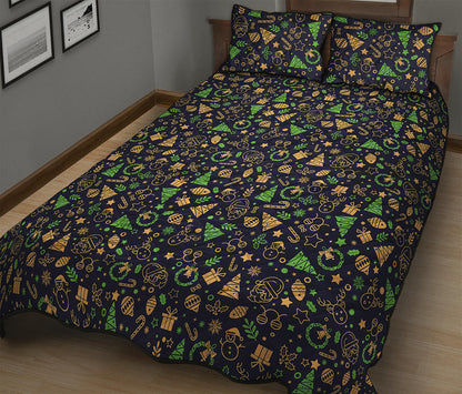 Christmas Party Elements Pattern Print Quilt Bed Set