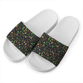 Christmas Party Elements Pattern Print White Slide Sandals