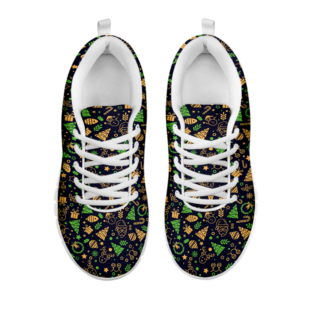 Christmas Party Elements Pattern Print White Sneakers