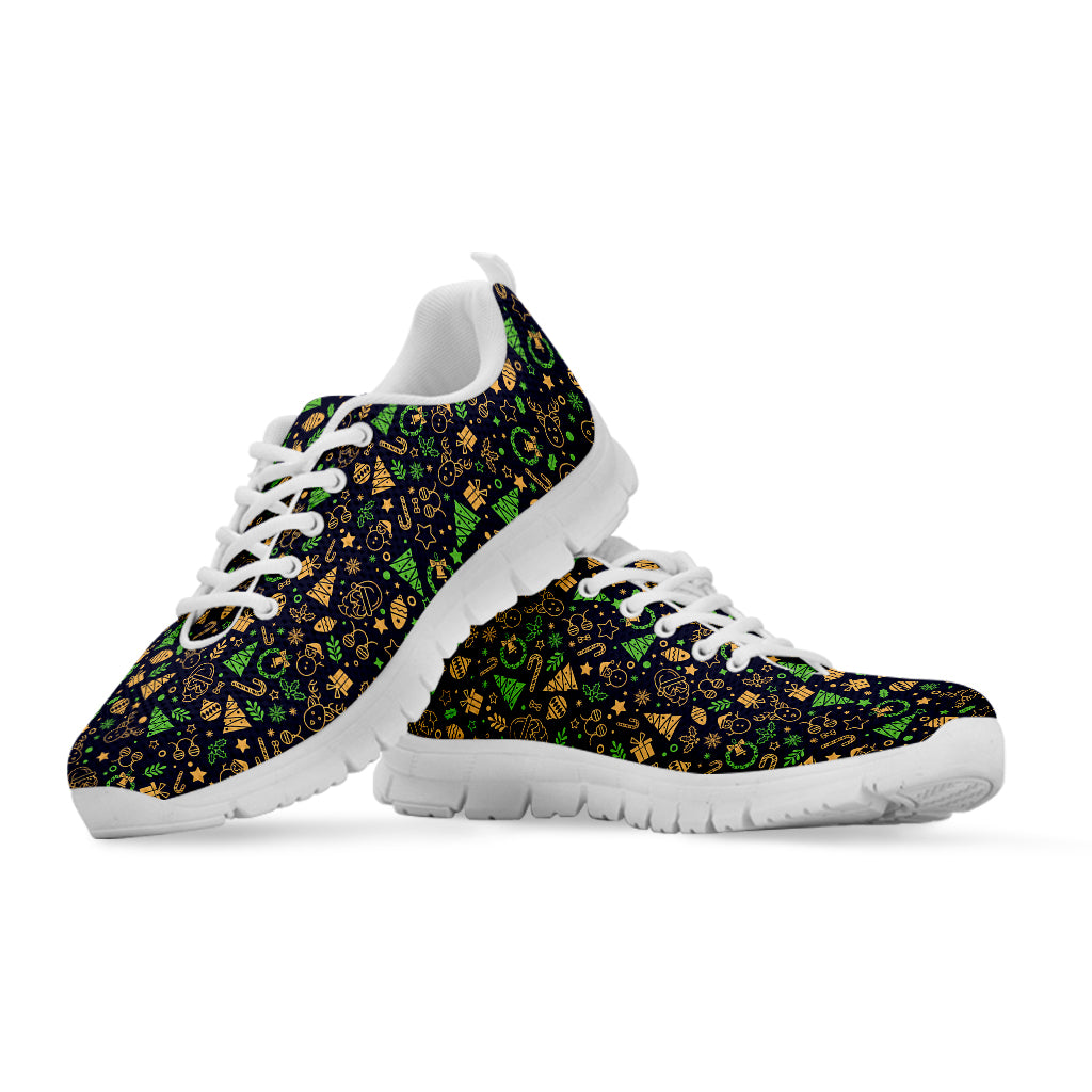 Christmas Party Elements Pattern Print White Sneakers