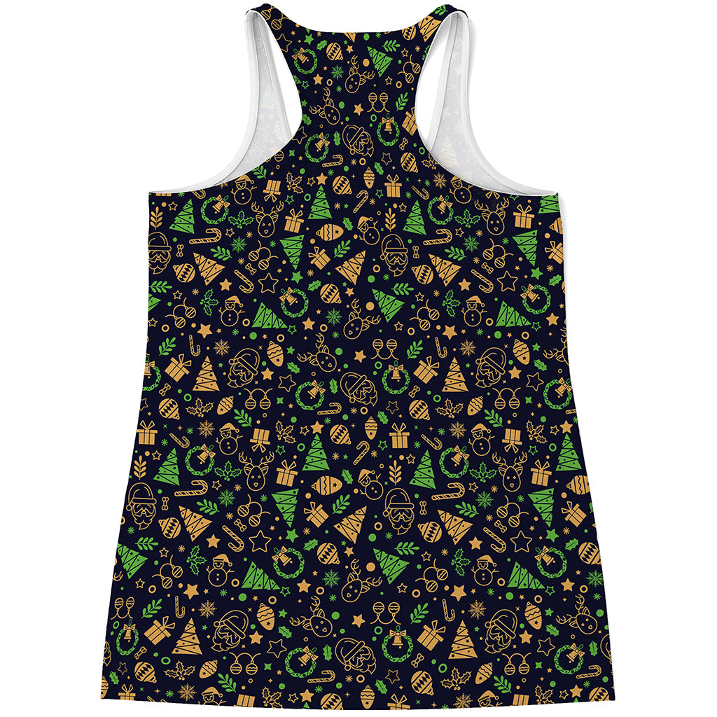 Christmas Party Elements Pattern Print Women's Racerback Tank Top