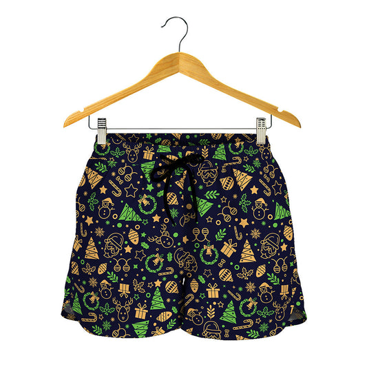 Christmas Party Elements Pattern Print Women's Shorts