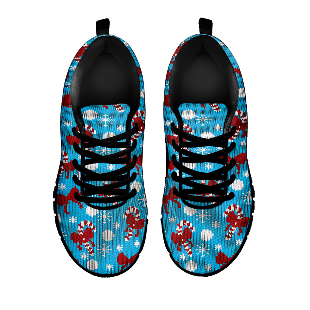 Christmas Party Knitted Pattern Print Black Sneakers