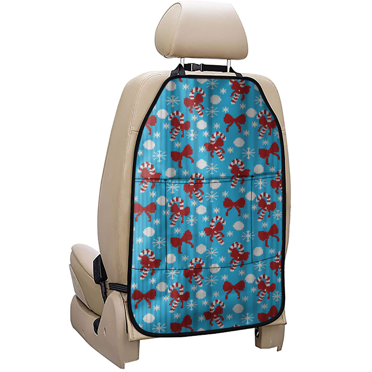 Christmas Party Knitted Pattern Print Car Seat Organizers