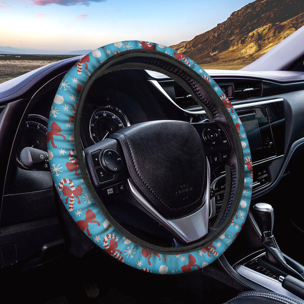 Christmas Party Knitted Pattern Print Car Steering Wheel Cover