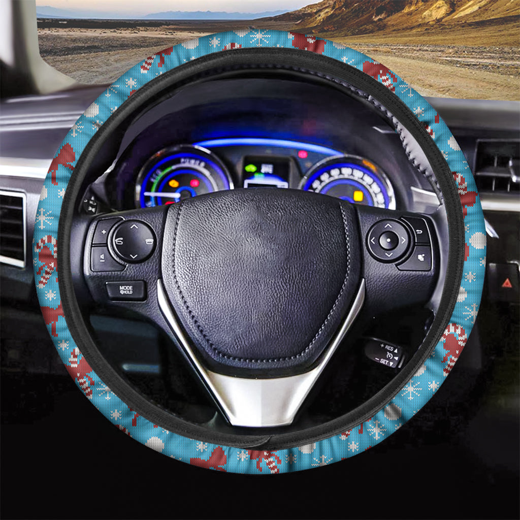 Christmas Party Knitted Pattern Print Car Steering Wheel Cover