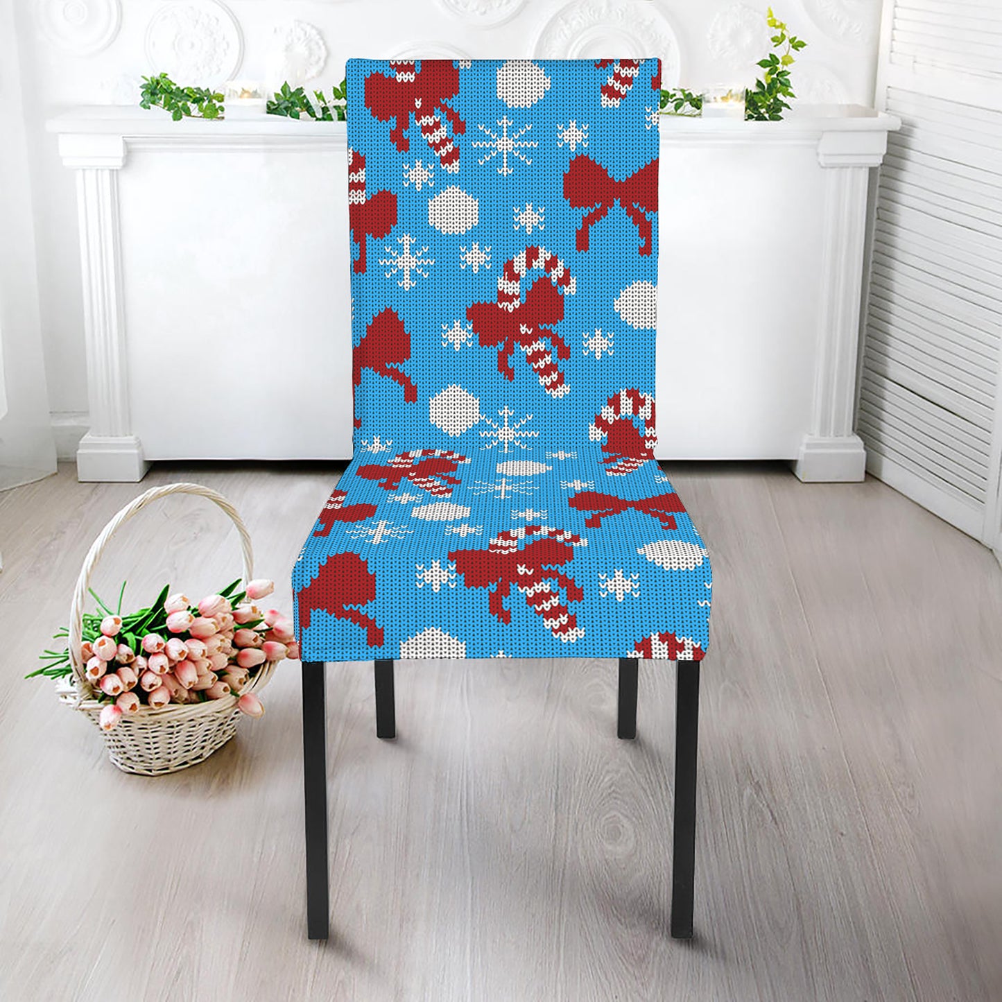 Christmas Party Knitted Pattern Print Dining Chair Slipcover