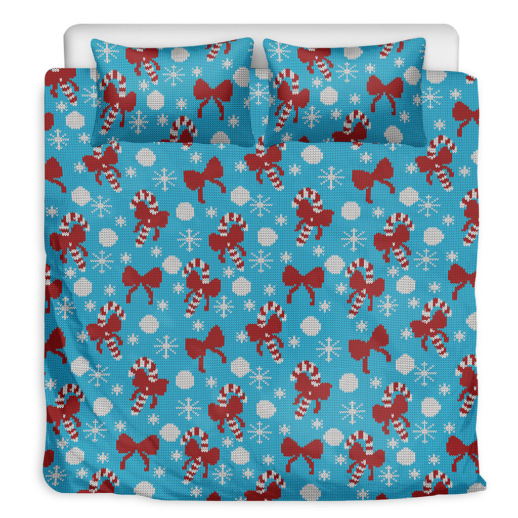 Christmas Party Knitted Pattern Print Duvet Cover Bedding Set