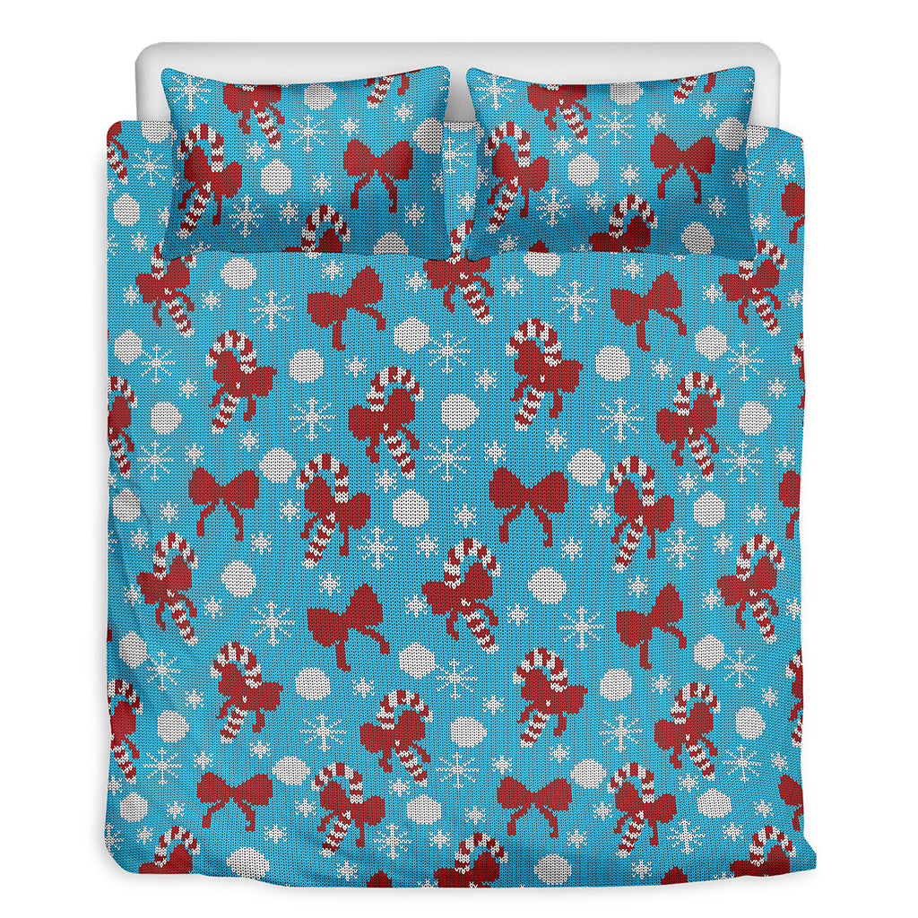 Christmas Party Knitted Pattern Print Duvet Cover Bedding Set