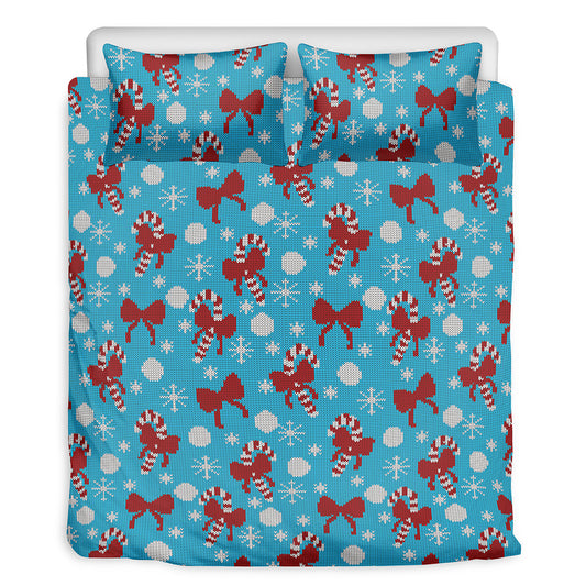 Christmas Party Knitted Pattern Print Duvet Cover Bedding Set