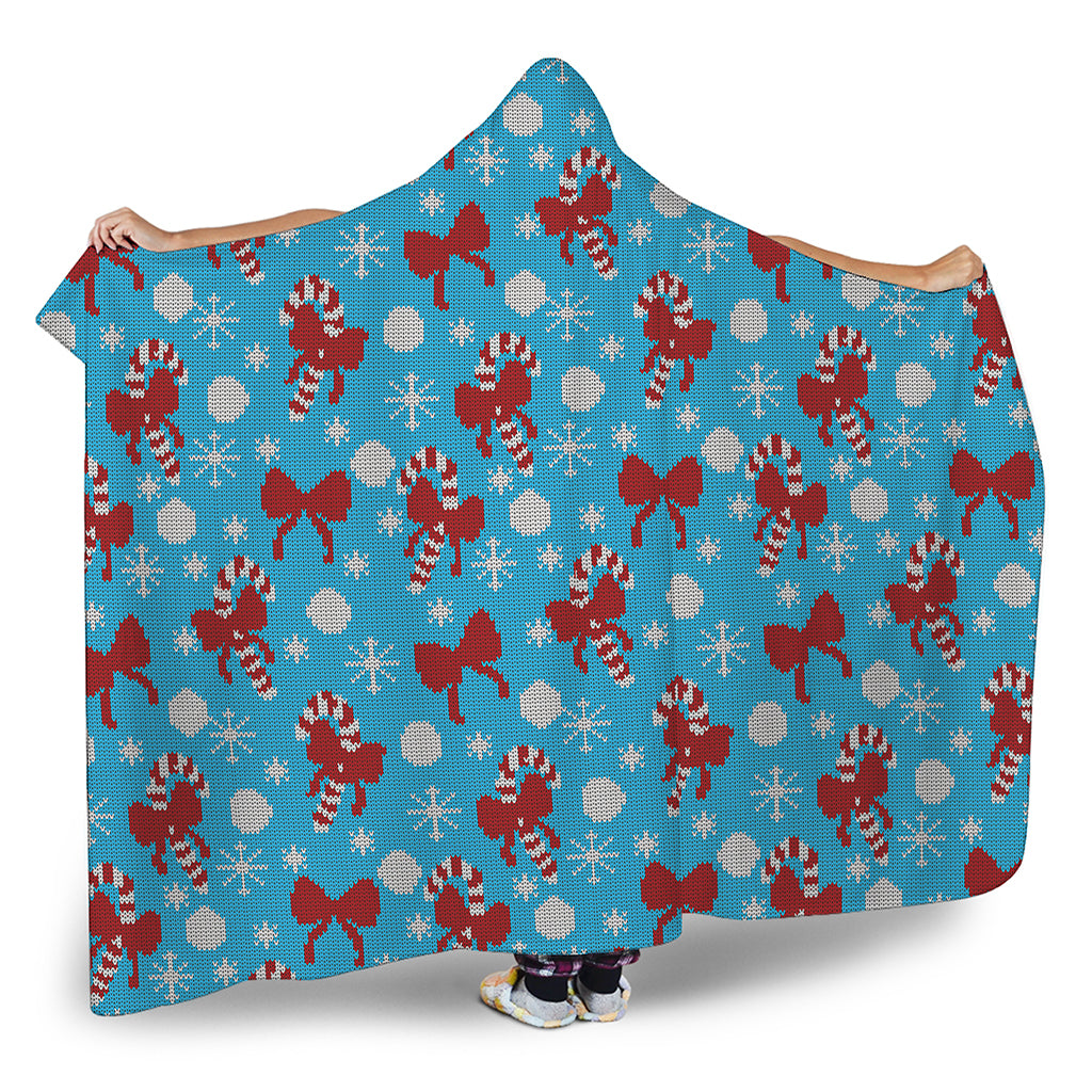 Christmas Party Knitted Pattern Print Hooded Blanket