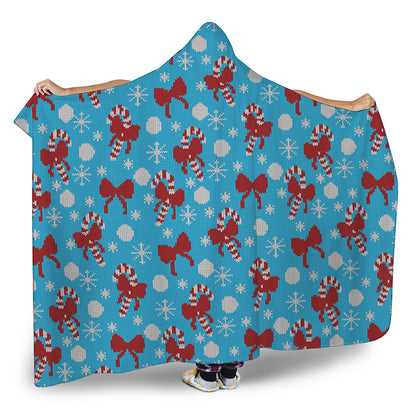 Christmas Party Knitted Pattern Print Hooded Blanket