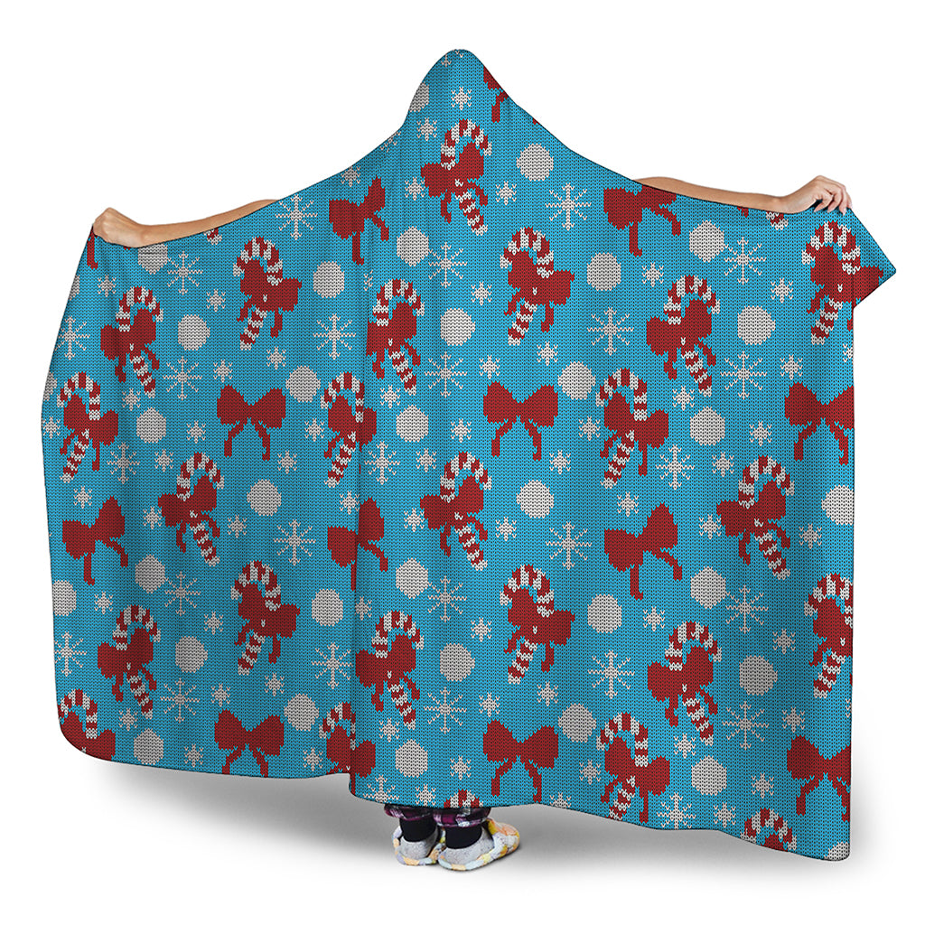 Christmas Party Knitted Pattern Print Hooded Blanket