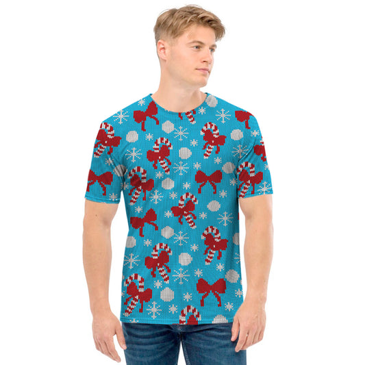 Christmas Party Knitted Pattern Print Men's T-Shirt