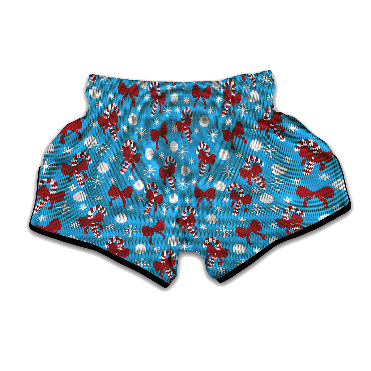 Christmas Party Knitted Pattern Print Muay Thai Boxing Shorts