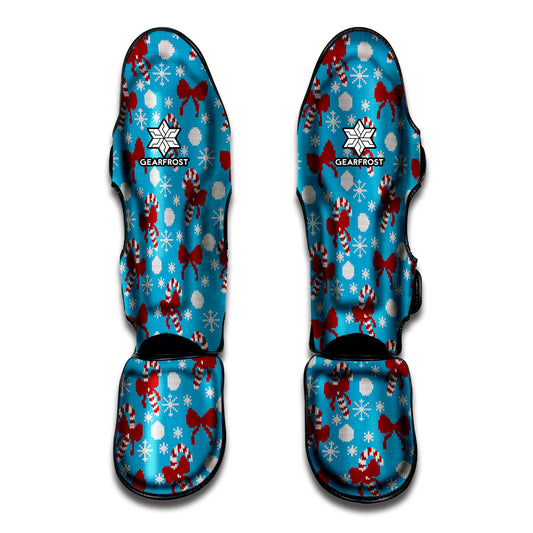 Christmas Party Knitted Pattern Print Muay Thai Shin Guard