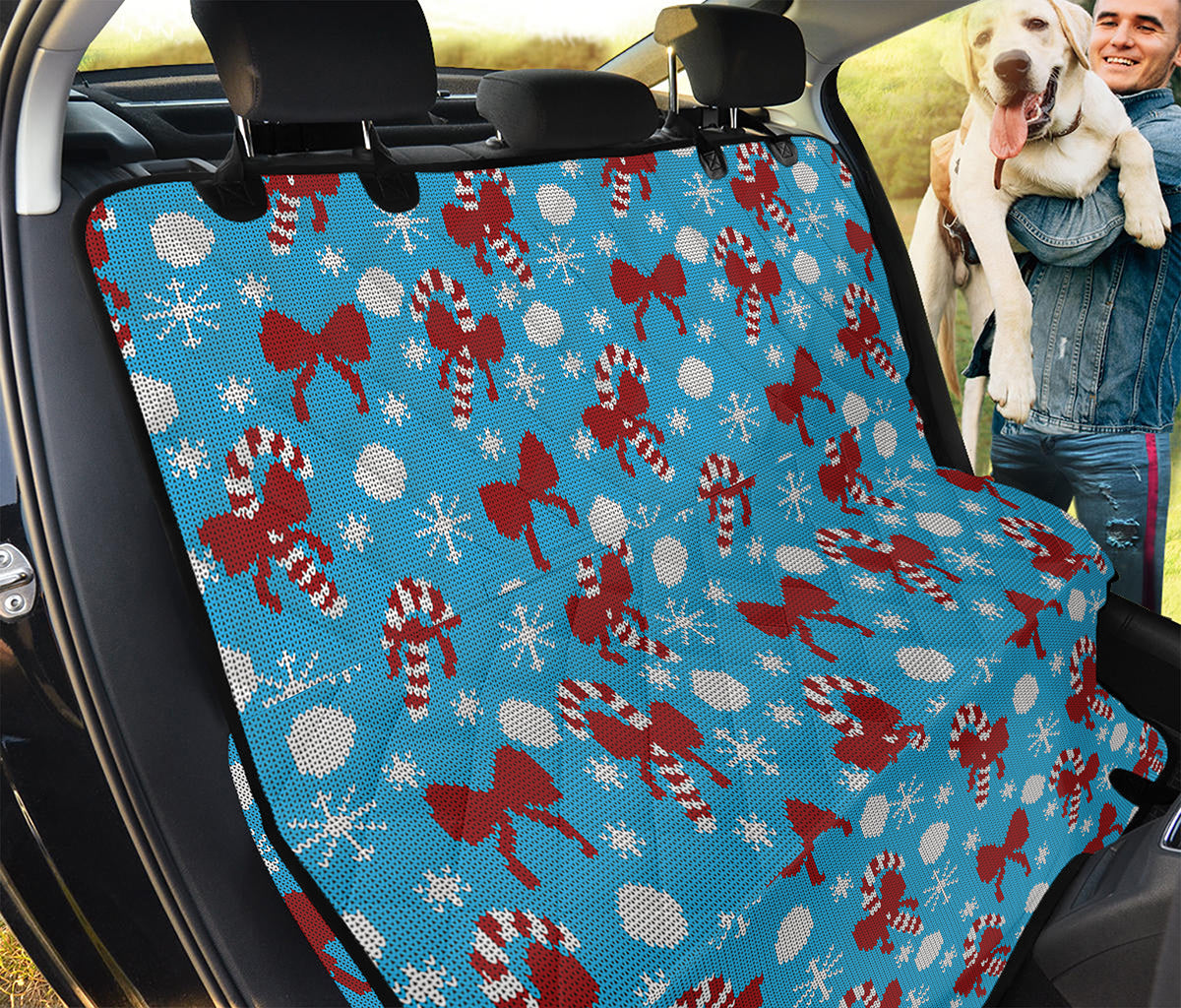 Christmas Party Knitted Pattern Print Pet Car Back Seat Cover