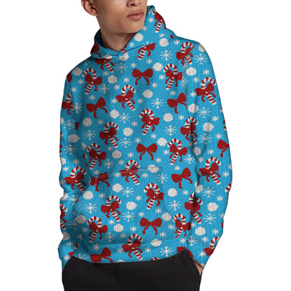 Christmas Party Knitted Pattern Print Pullover Hoodie