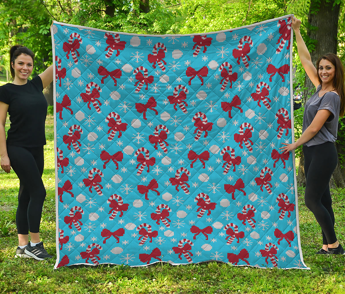 Christmas Party Knitted Pattern Print Quilt