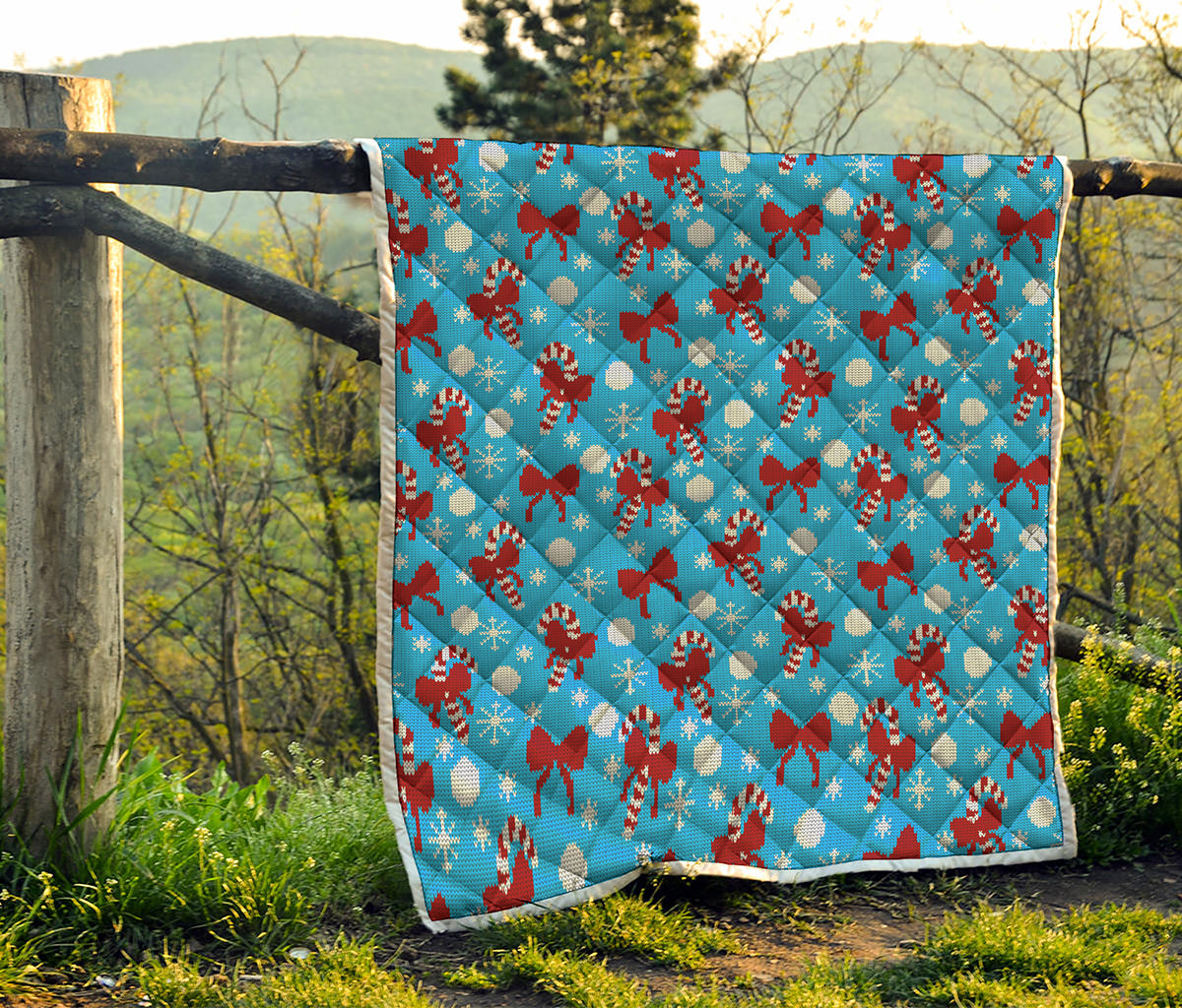 Christmas Party Knitted Pattern Print Quilt