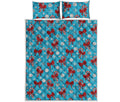 Christmas Party Knitted Pattern Print Quilt Bed Set
