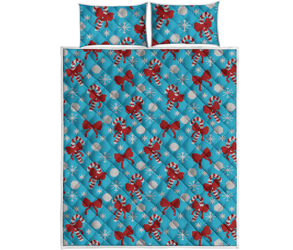 Christmas Party Knitted Pattern Print Quilt Bed Set