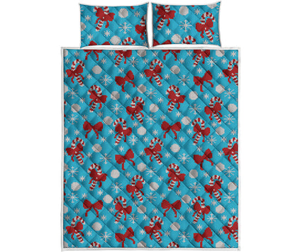 Christmas Party Knitted Pattern Print Quilt Bed Set