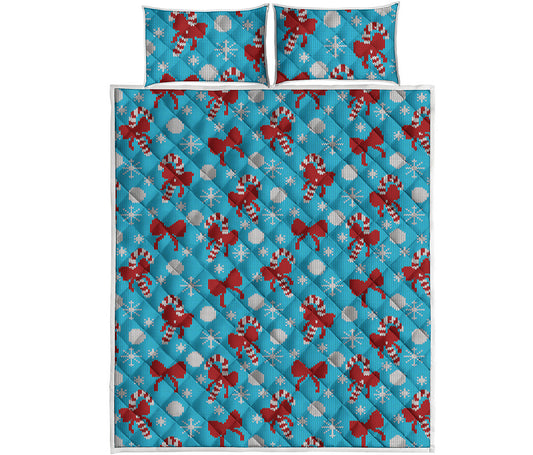 Christmas Party Knitted Pattern Print Quilt Bed Set