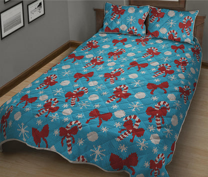 Christmas Party Knitted Pattern Print Quilt Bed Set