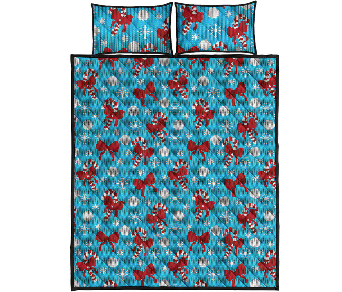Christmas Party Knitted Pattern Print Quilt Bed Set