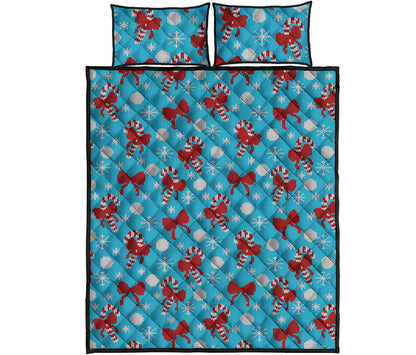 Christmas Party Knitted Pattern Print Quilt Bed Set