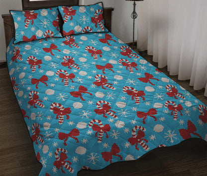 Christmas Party Knitted Pattern Print Quilt Bed Set