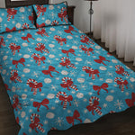 Christmas Party Knitted Pattern Print Quilt Bed Set