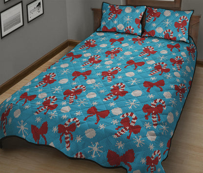 Christmas Party Knitted Pattern Print Quilt Bed Set