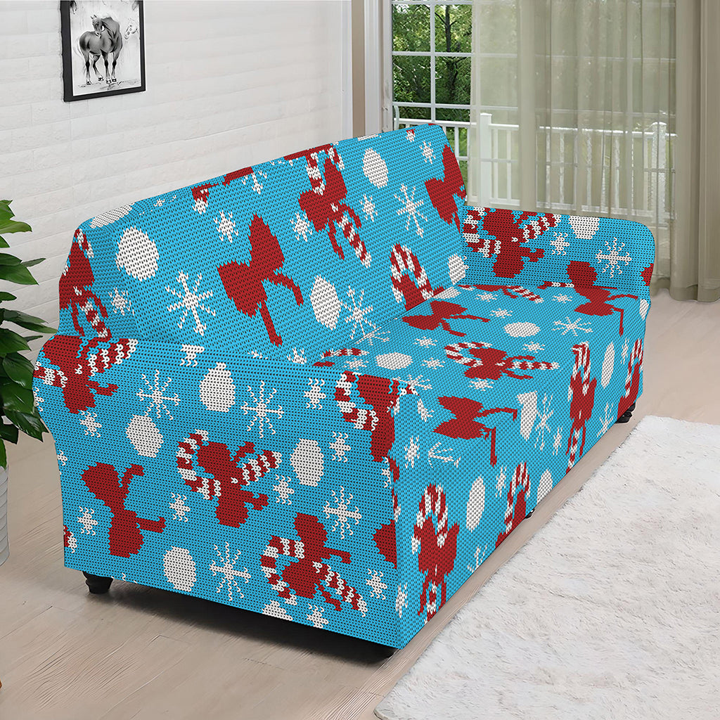 Christmas Party Knitted Pattern Print Sofa Cover