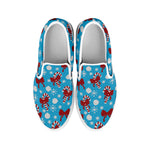 Christmas Party Knitted Pattern Print White Slip On Shoes