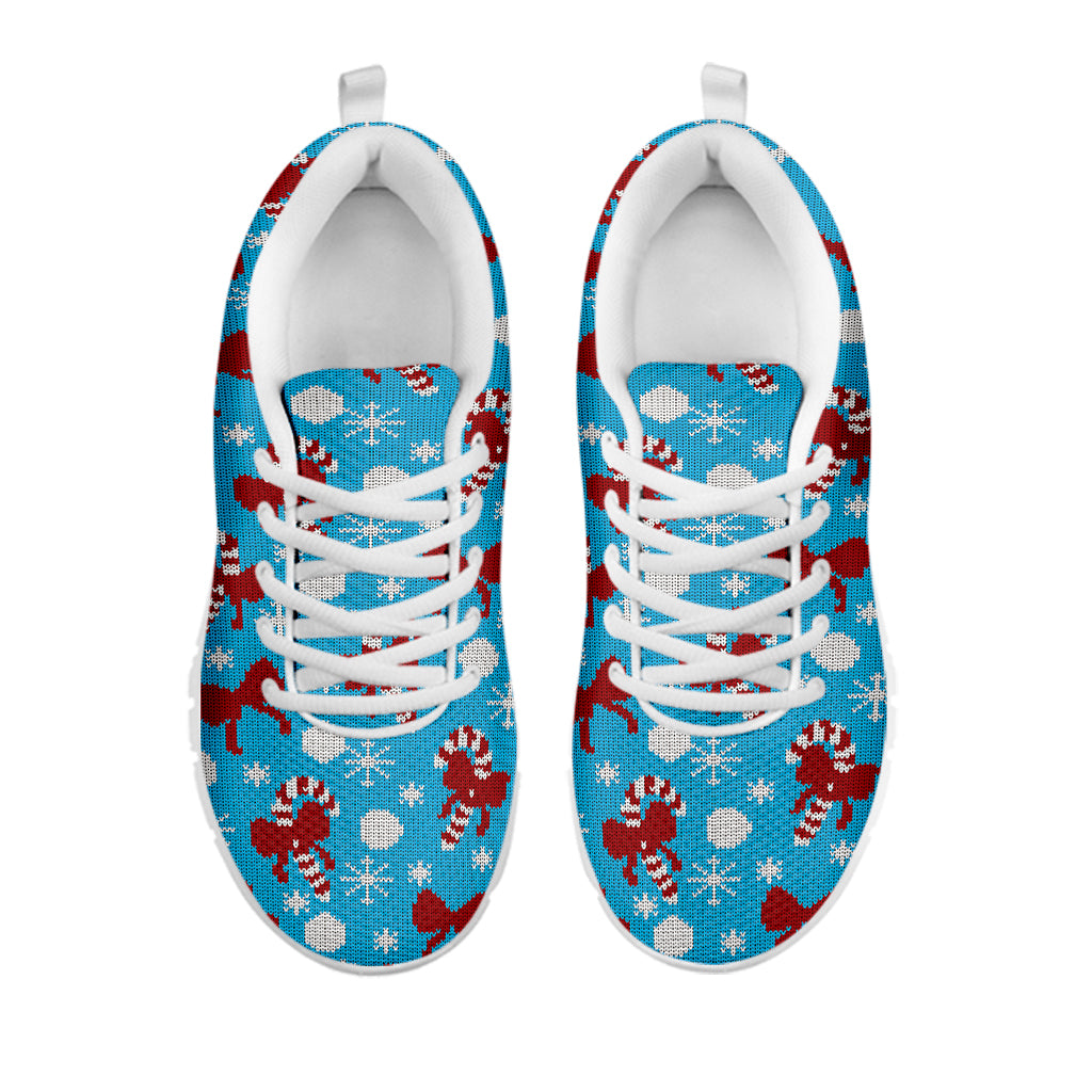 Christmas Party Knitted Pattern Print White Sneakers
