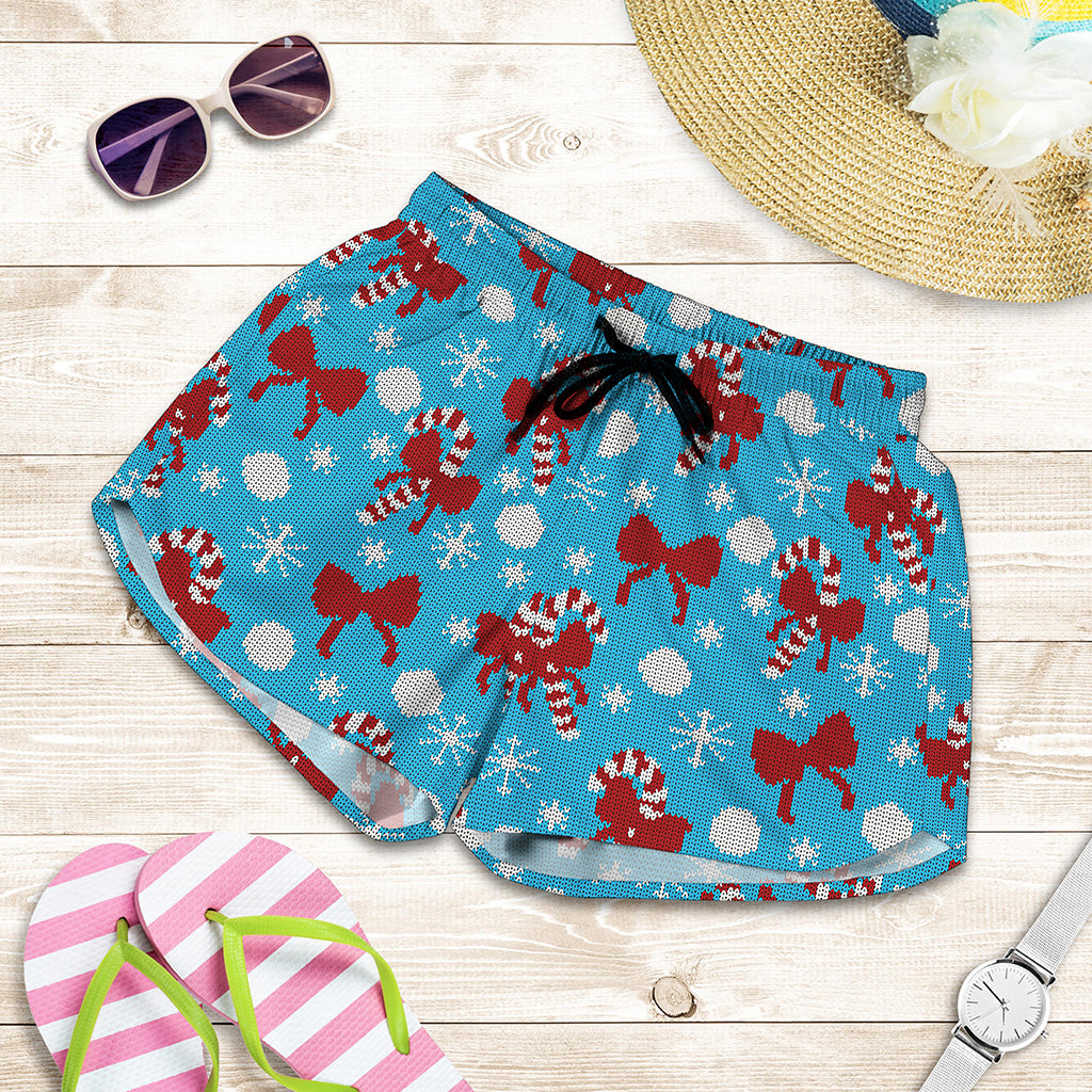 Christmas Party Knitted Pattern Print Women's Shorts