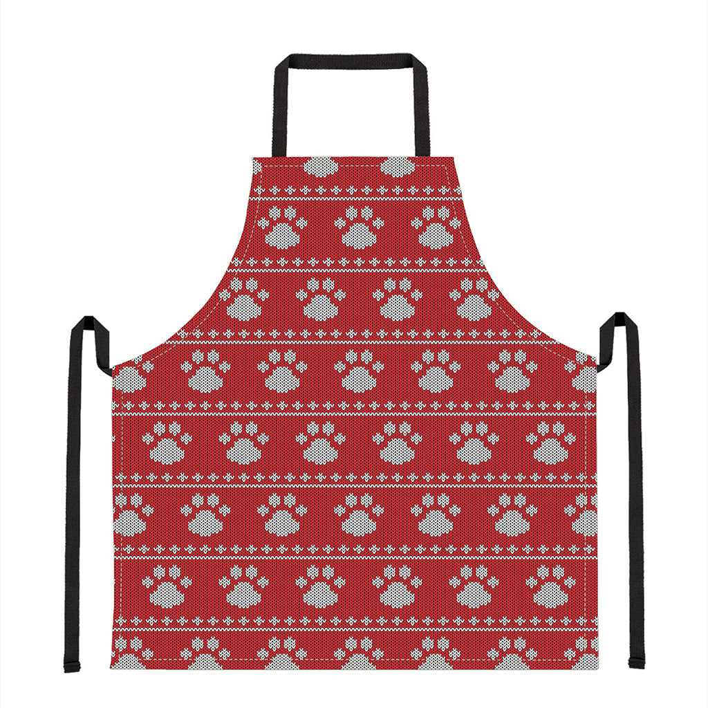 Christmas Paw Knitted Pattern Print Apron