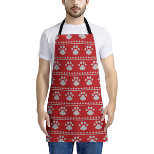 Christmas Paw Knitted Pattern Print Apron