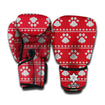 Christmas Paw Knitted Pattern Print Boxing Gloves