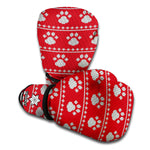 Christmas Paw Knitted Pattern Print Boxing Gloves