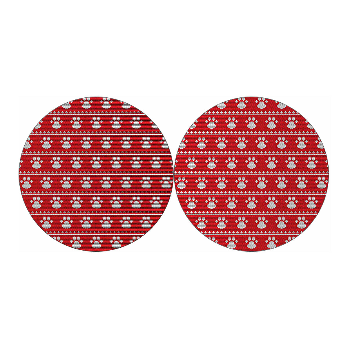 Christmas Paw Knitted Pattern Print Car Coasters