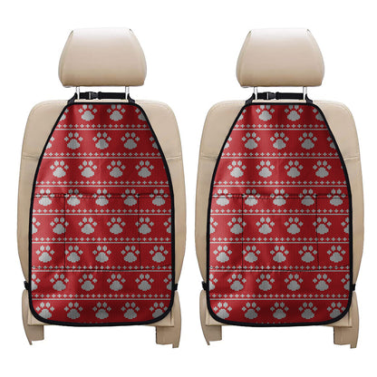 Christmas Paw Knitted Pattern Print Car Seat Organizers