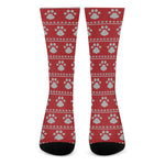 Christmas Paw Knitted Pattern Print Crew Socks