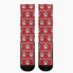 Christmas Paw Knitted Pattern Print Crew Socks