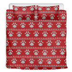 Christmas Paw Knitted Pattern Print Duvet Cover Bedding Set